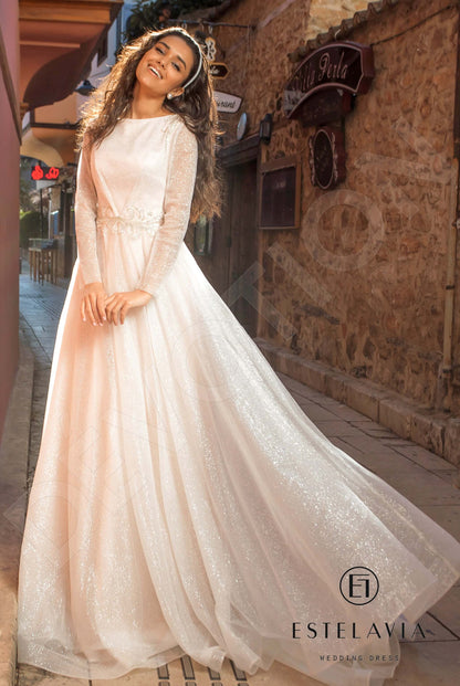 Cami Full back A-line Long sleeve Wedding Dress Front
