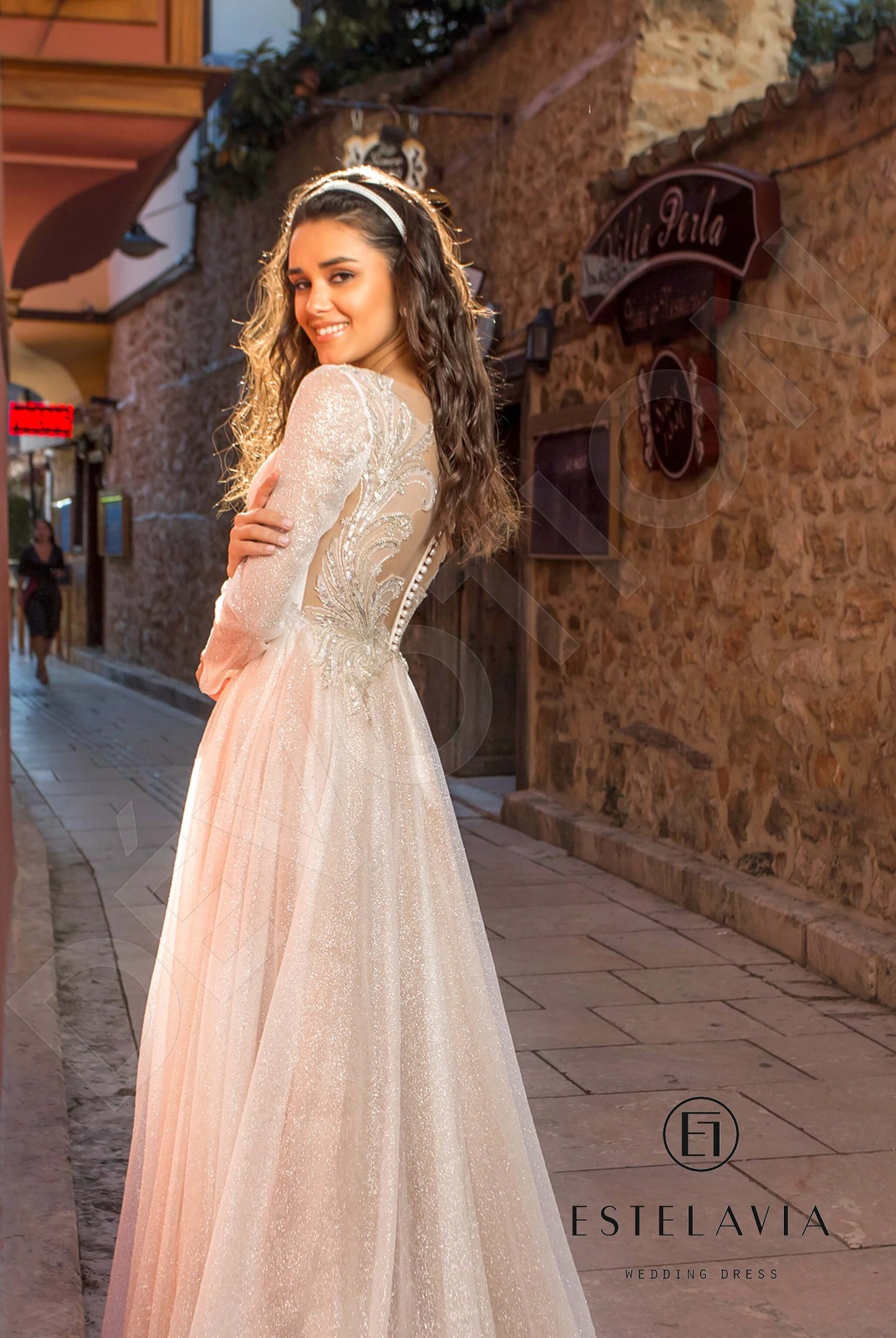 Cami Full back A-line Long sleeve Wedding Dress 4