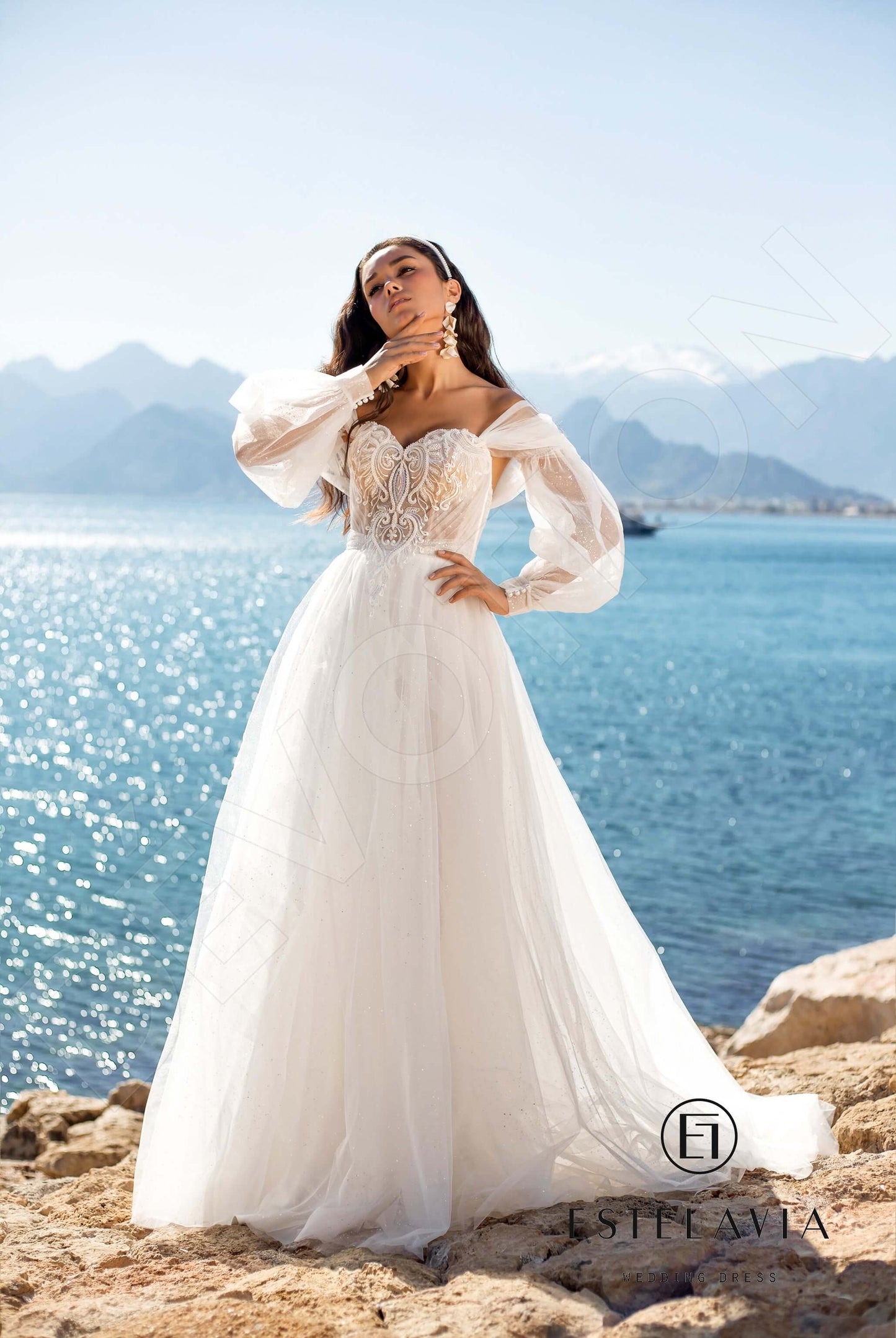 Lexa Open back A-line Long sleeve Wedding Dress 5