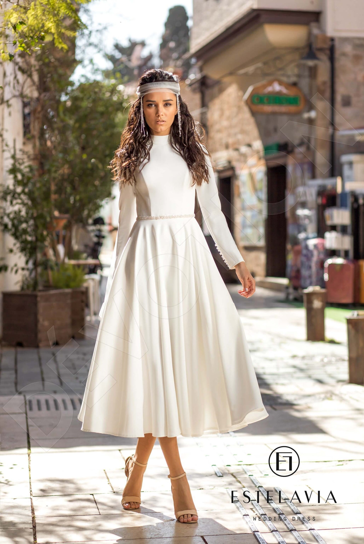 Mikah Open back A-line Long sleeve Wedding Dress 6