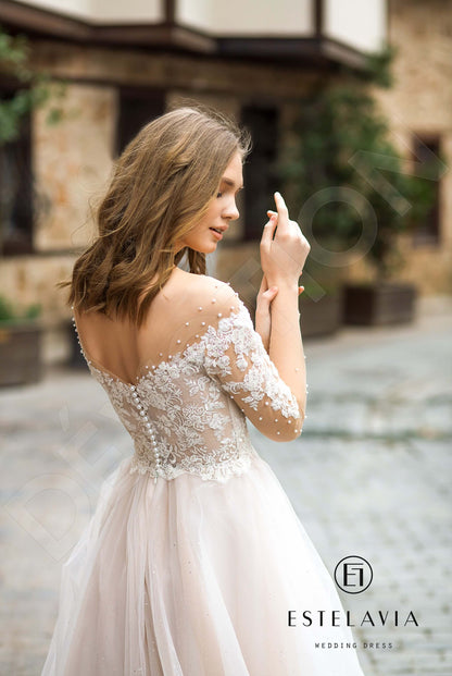 Kassidi Illusion back A-line Long sleeve Wedding Dress 3