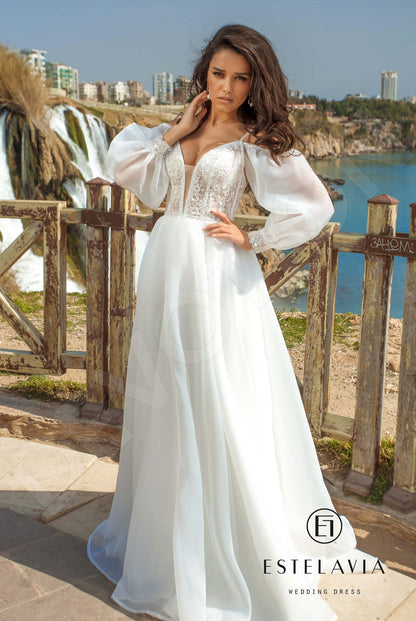 Estefania Open back A-line Long sleeve Wedding Dress Front