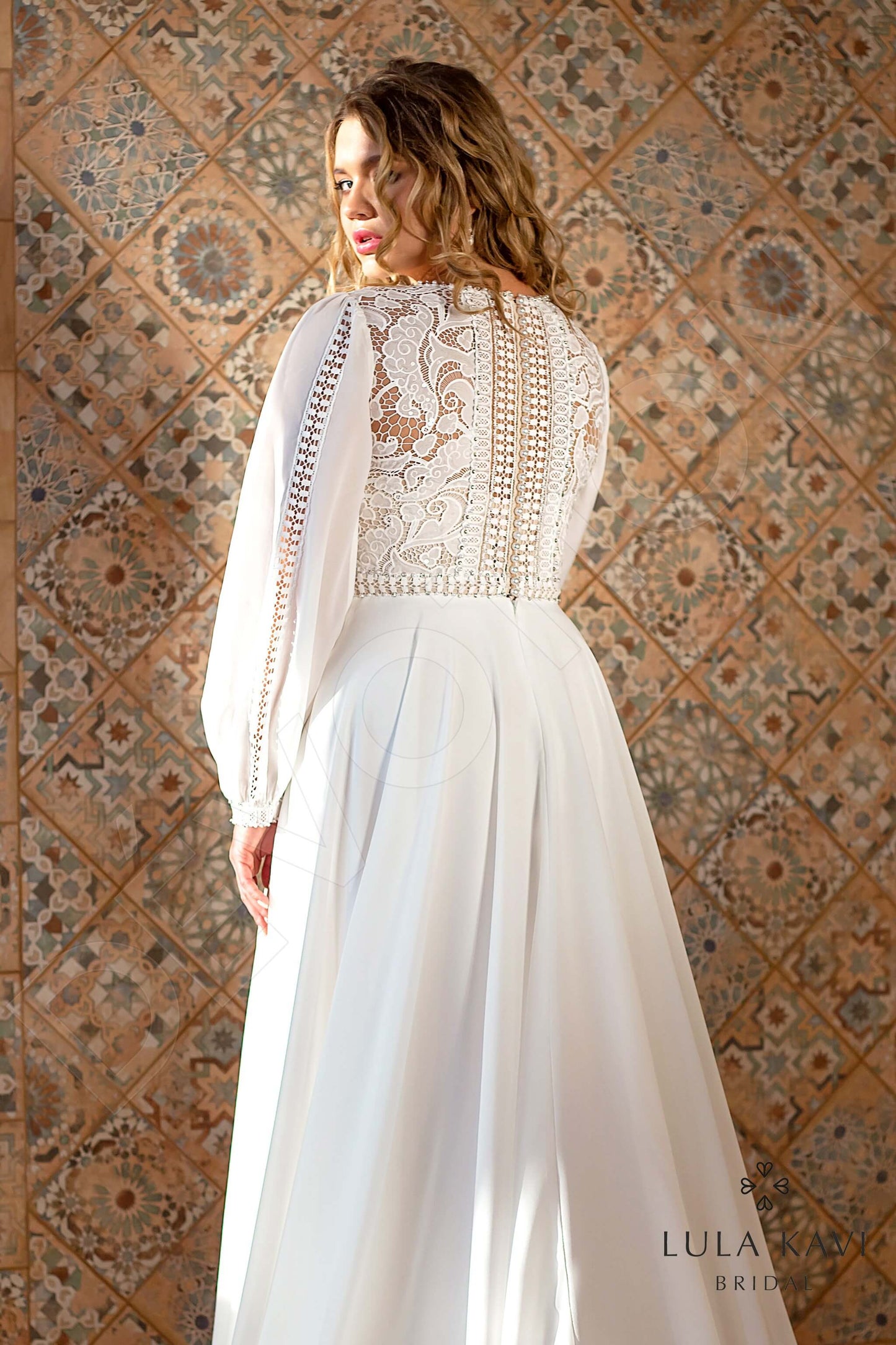 Arabelly Full back A-line Long sleeve Wedding Dress 5