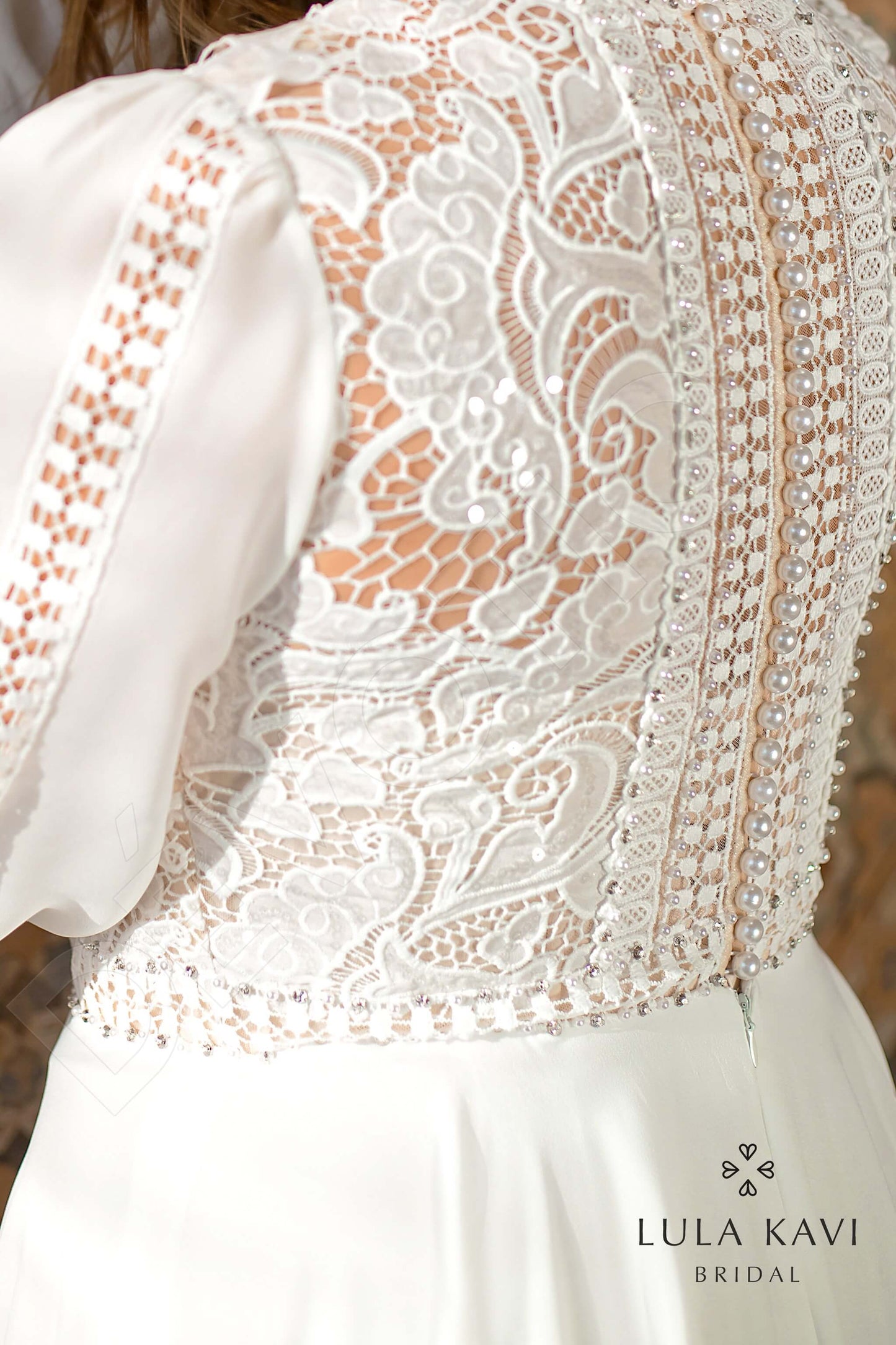 Arabelly Full back A-line Long sleeve Wedding Dress 7