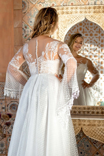 Atalie Full back A-line Long sleeve Wedding Dress 4