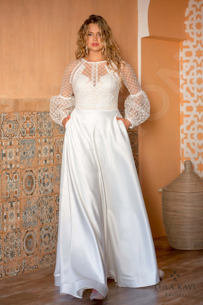 Edithe Full back A-line Long sleeve Wedding Dress Front