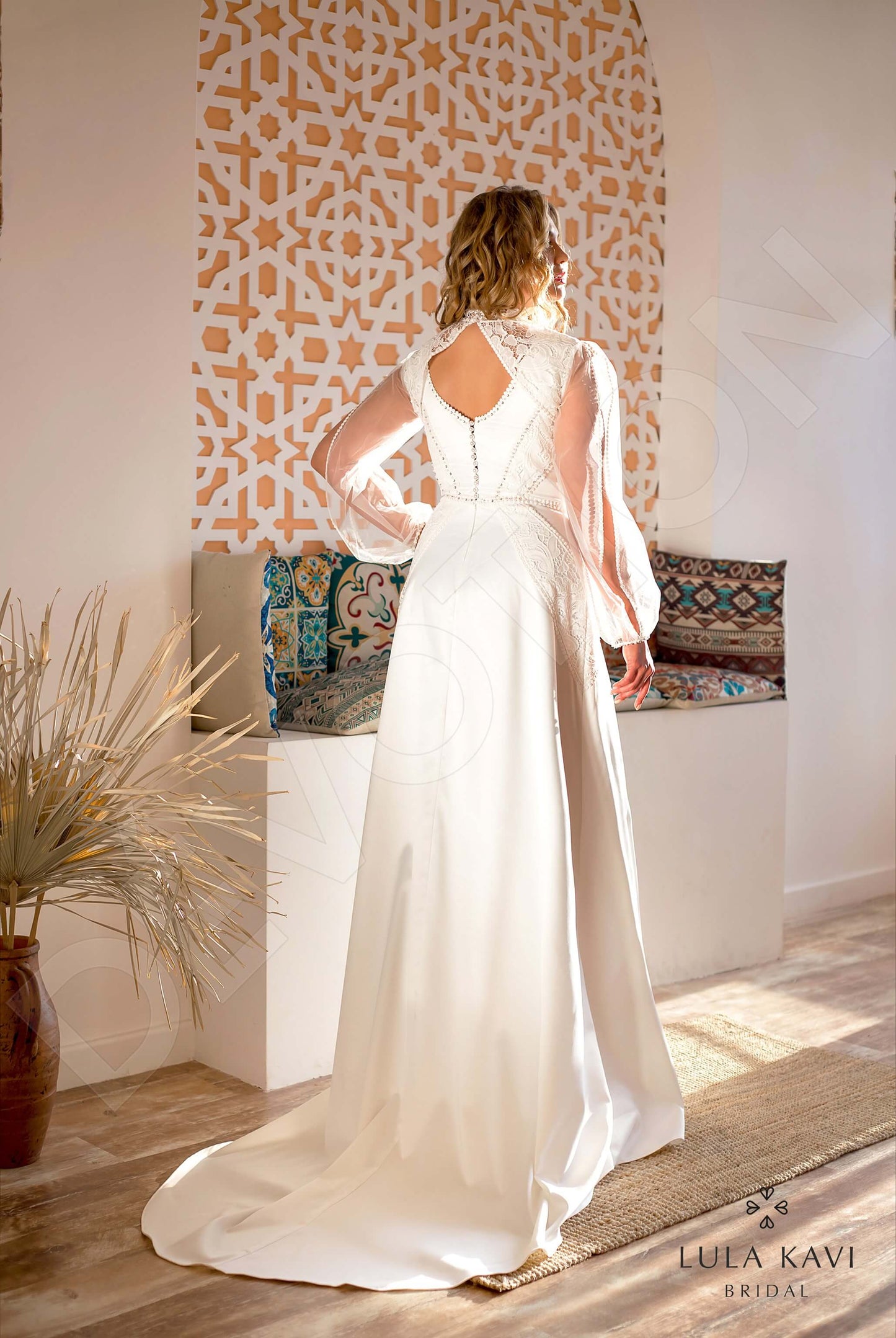 Jaffa Open back A-line Long sleeve Wedding Dress Back