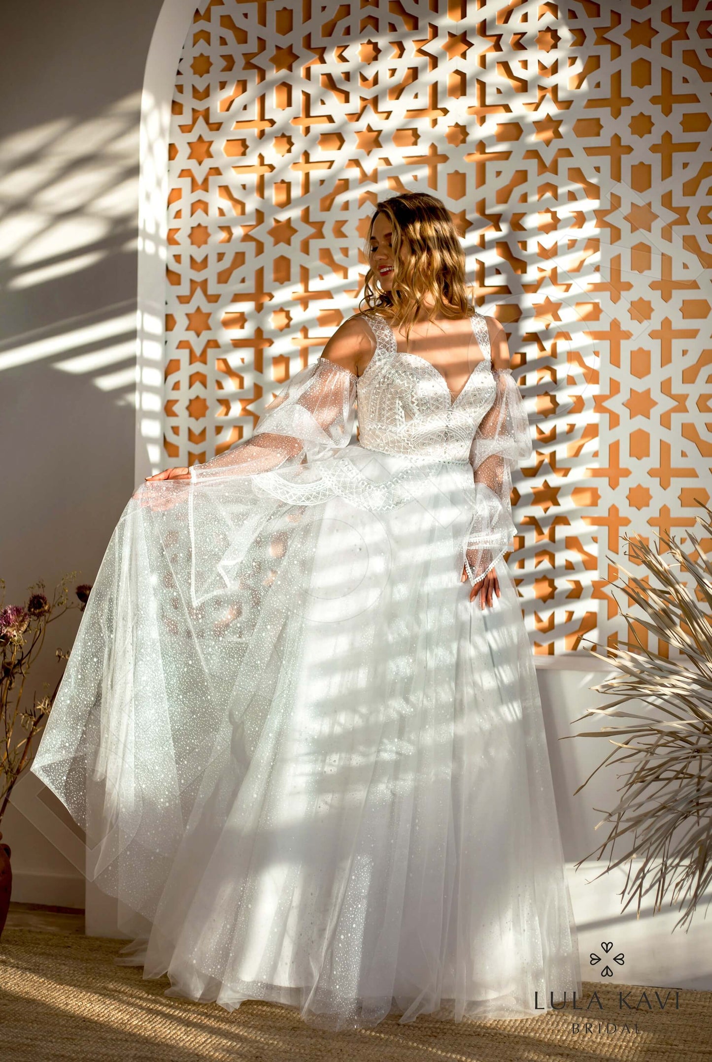 Kifaya Illusion back A-line Long sleeve Wedding Dress 6