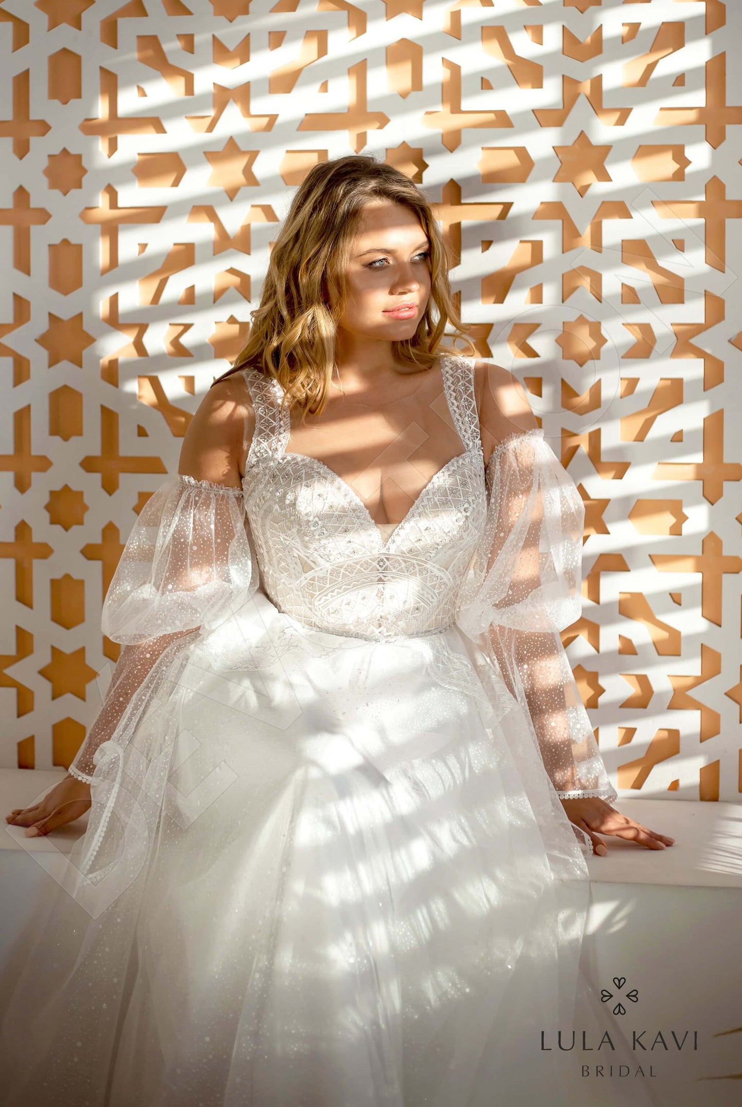 Kifaya Illusion back A-line Long sleeve Wedding Dress 4