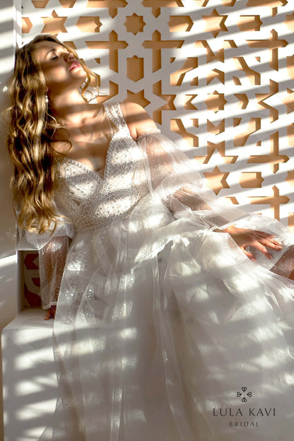 Kifaya Illusion back A-line Long sleeve Wedding Dress 11