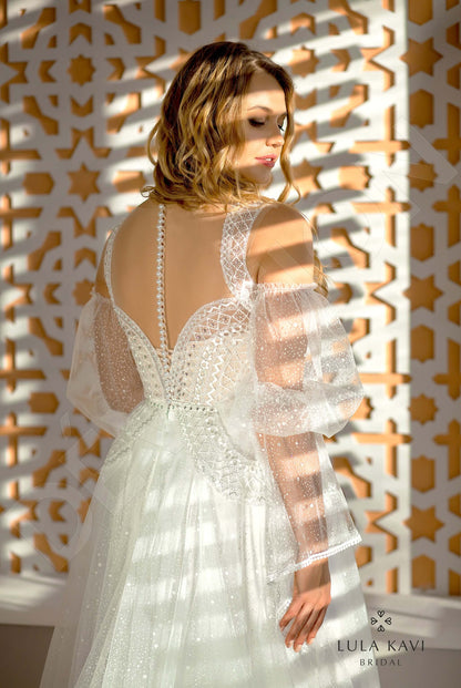 Kifaya Illusion back A-line Long sleeve Wedding Dress 3