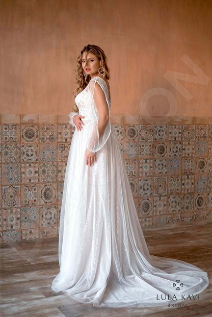 Nairi Open back A-line Long sleeve Wedding Dress 7