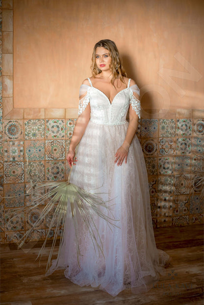 Sulea Open back A-line Short/ Cap sleeve Wedding Dress 5