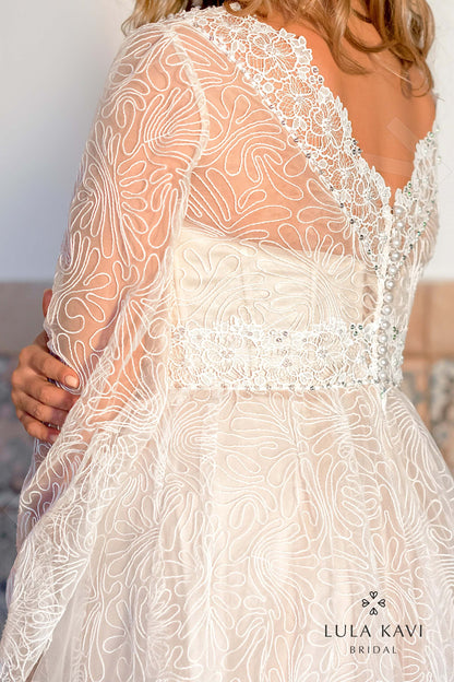 Tamuna Open back A-line Long sleeve Wedding Dress 5