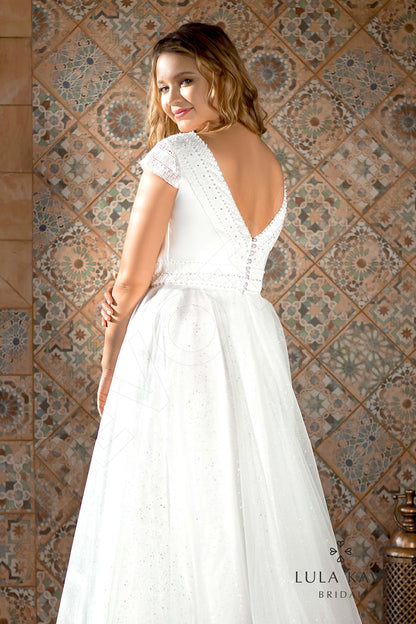 Wafiya Open back A-line Short/ Cap sleeve Wedding Dress 4