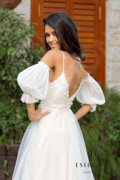 Britta Open back A-line 3/4 sleeve Wedding Dress 4