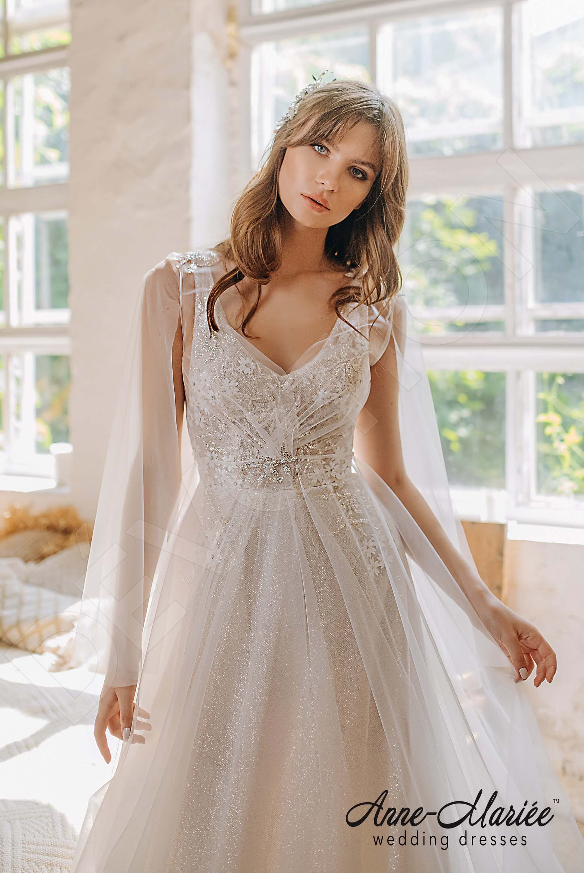 Elian A-line V-neck Milk Wedding dress