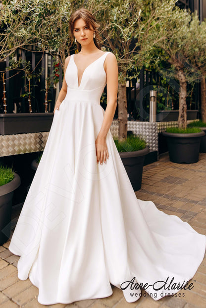 Rubin Open back A-line Sleeveless Wedding Dress Front