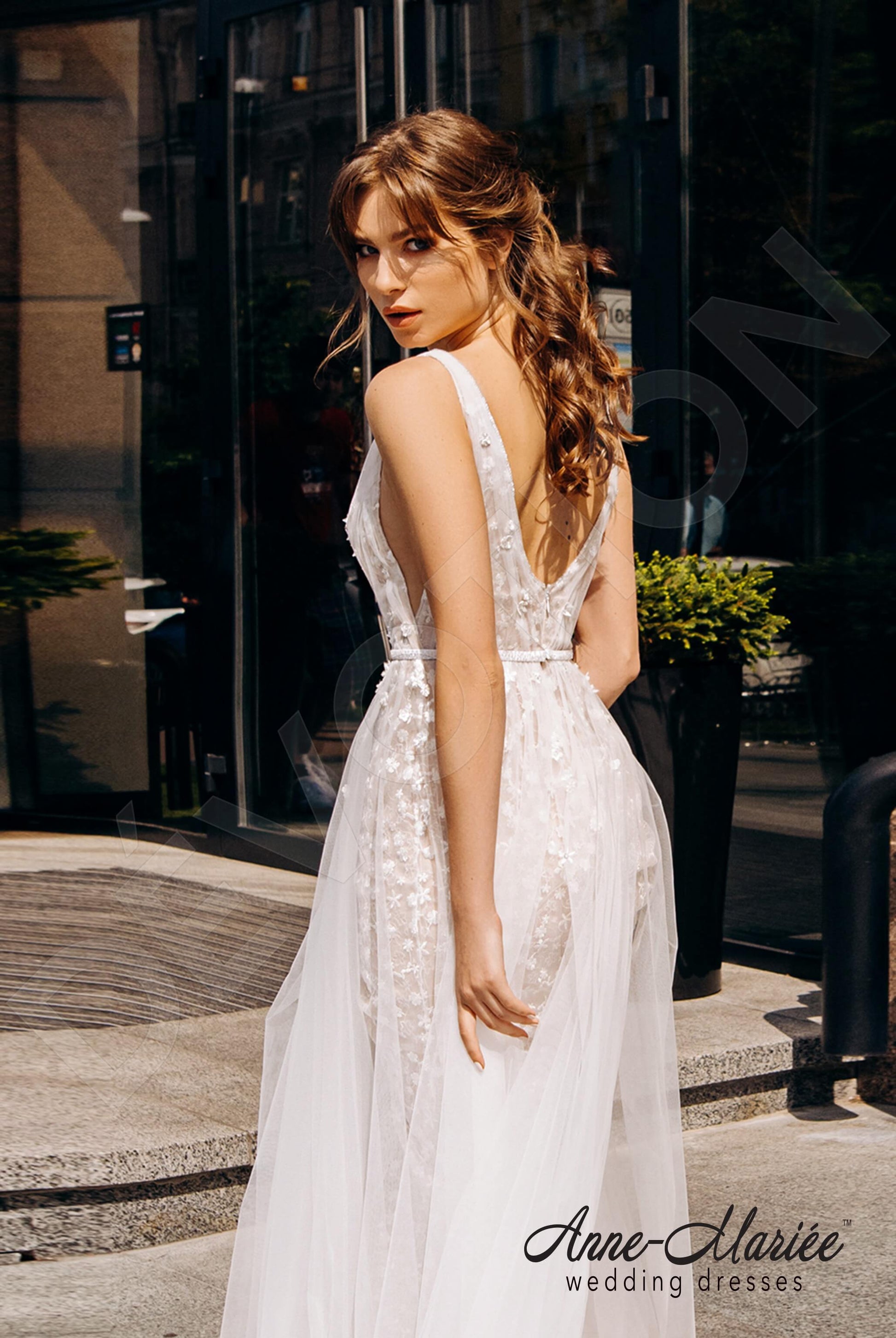 Sia A-line Illusion Milk Cappuccino Wedding dress
