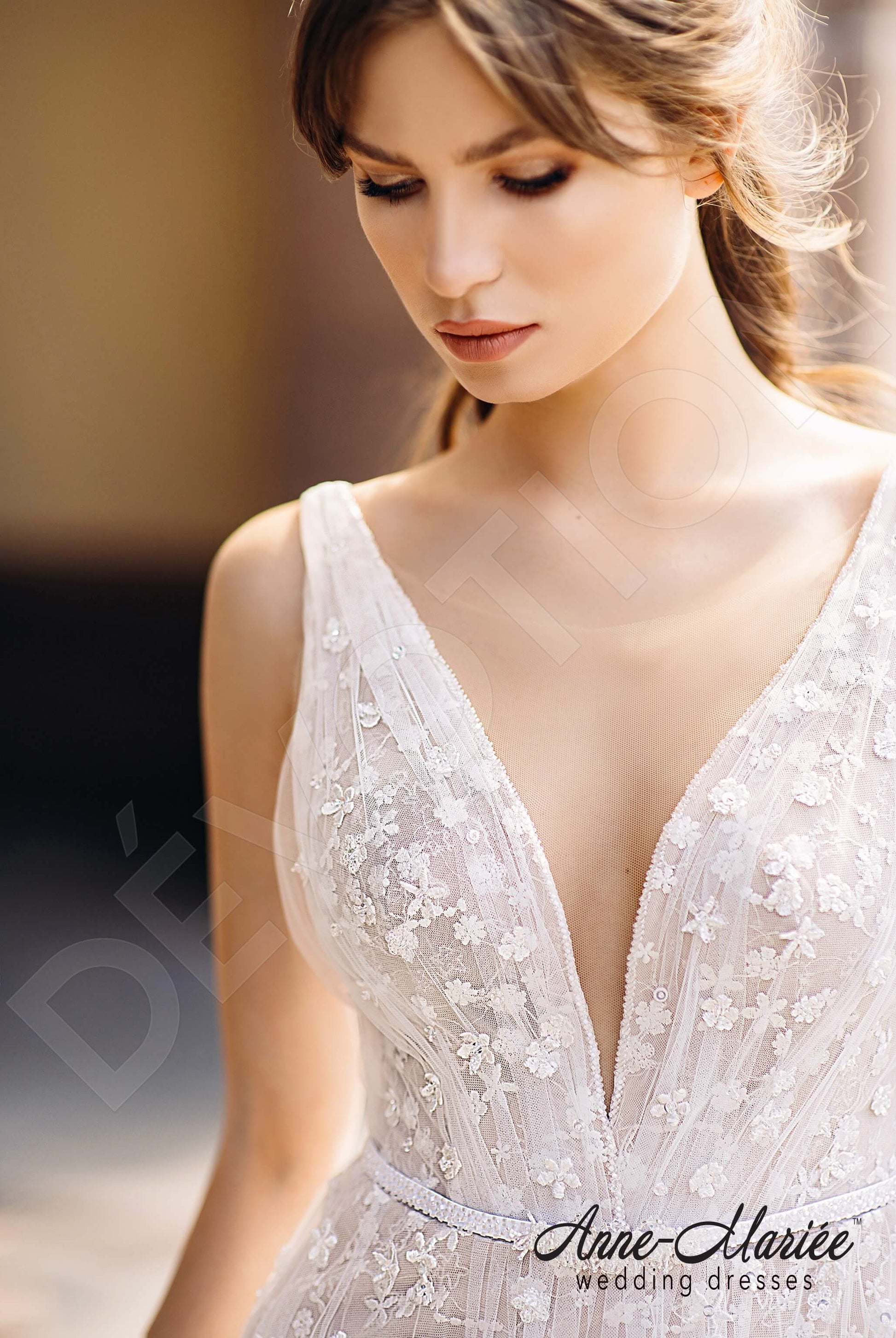 Sia A-line Illusion Milk Cappuccino Wedding dress