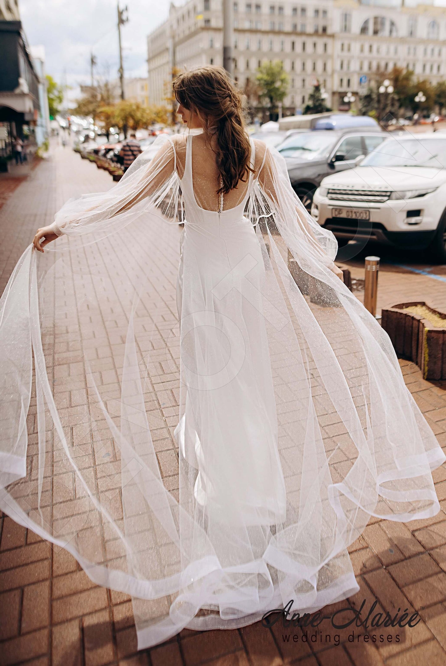 Sima Illusion back A-line Sleeveless Wedding Dress 5