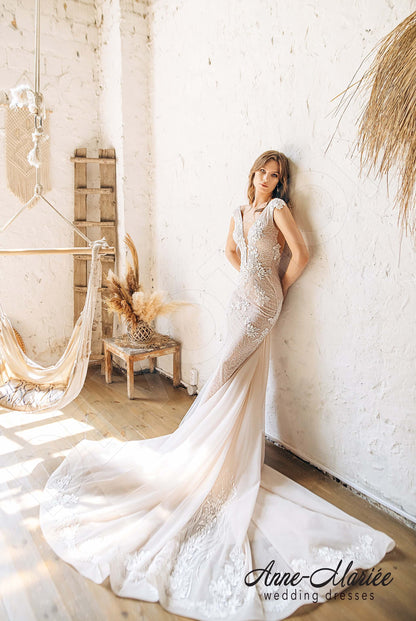 Vanella Open back Trumpet/Mermaid Sleeveless Wedding Dress 4