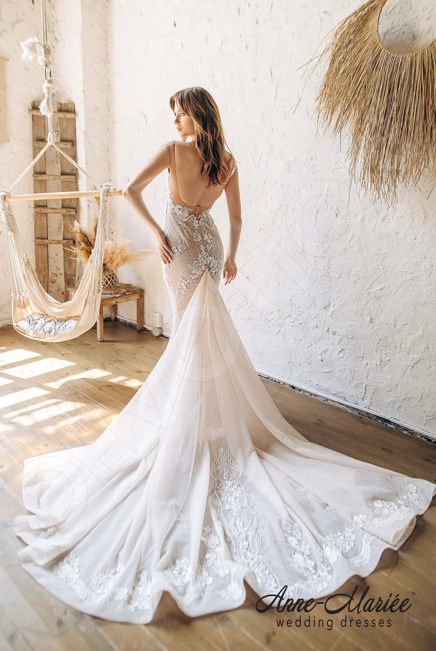 Vanella Open back Trumpet/Mermaid Sleeveless Wedding Dress 5