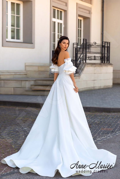 Amandin Open back A-line Detachable sleeves Wedding Dress Back