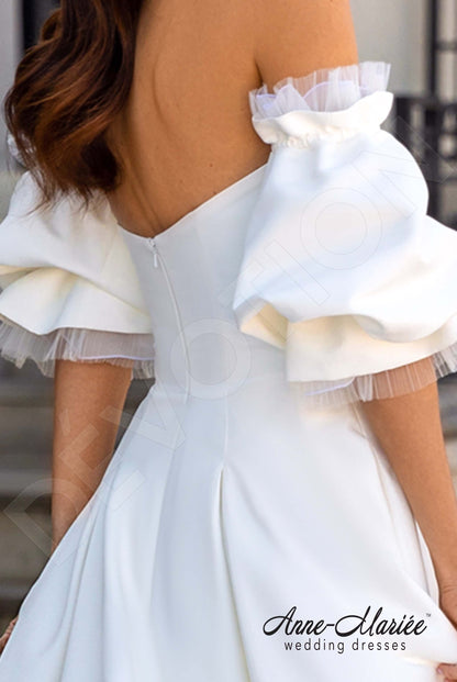 Amandin Open back A-line Detachable sleeves Wedding Dress 7