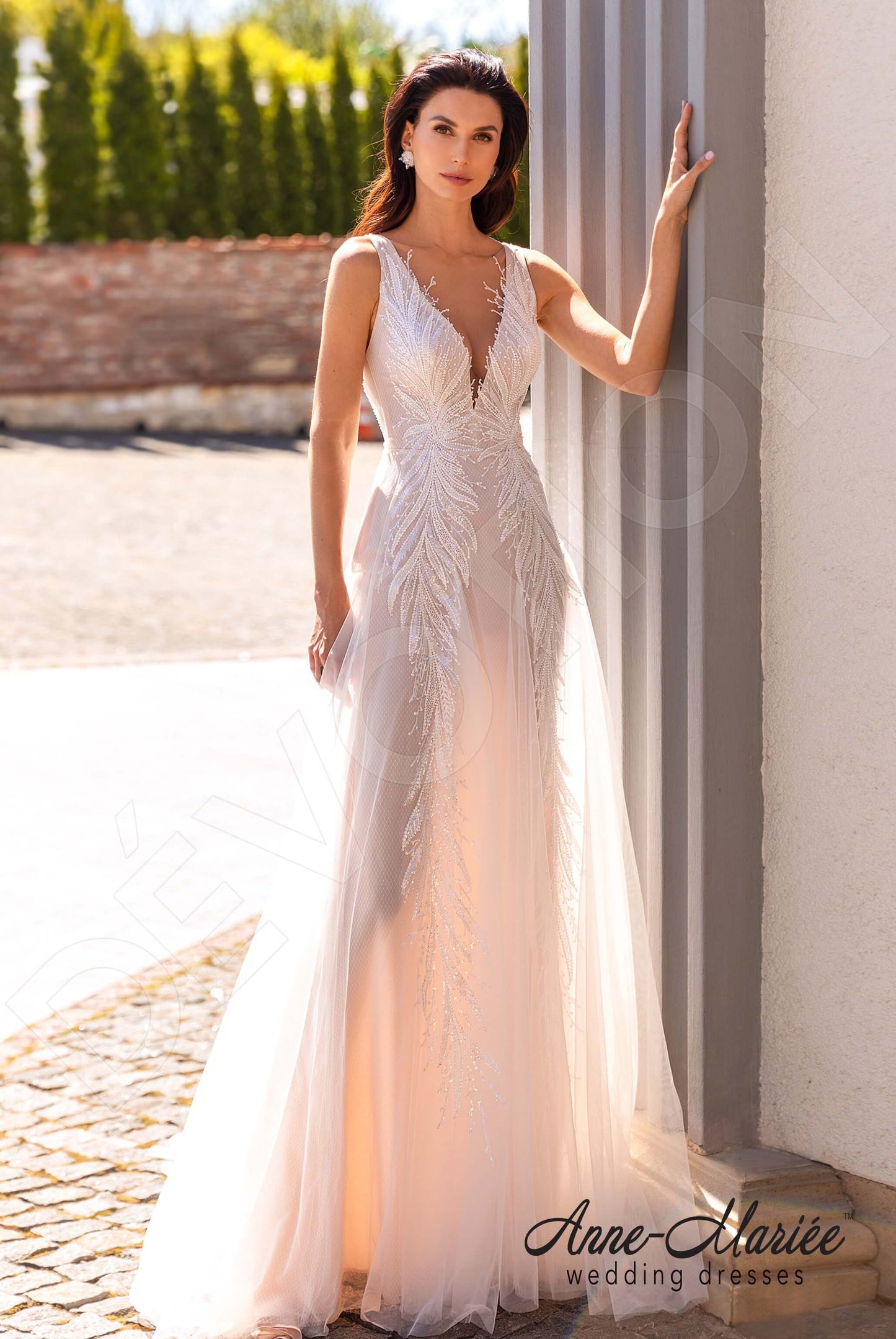 Elinor Illusion back A-line Sleeveless Wedding Dress Front