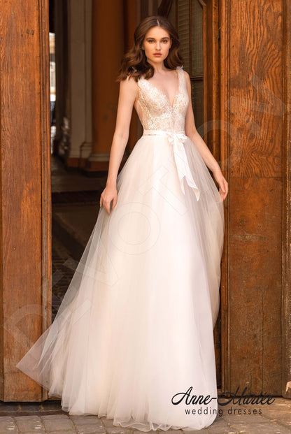 Elodie Open back A-line Sleeveless Wedding Dress Front