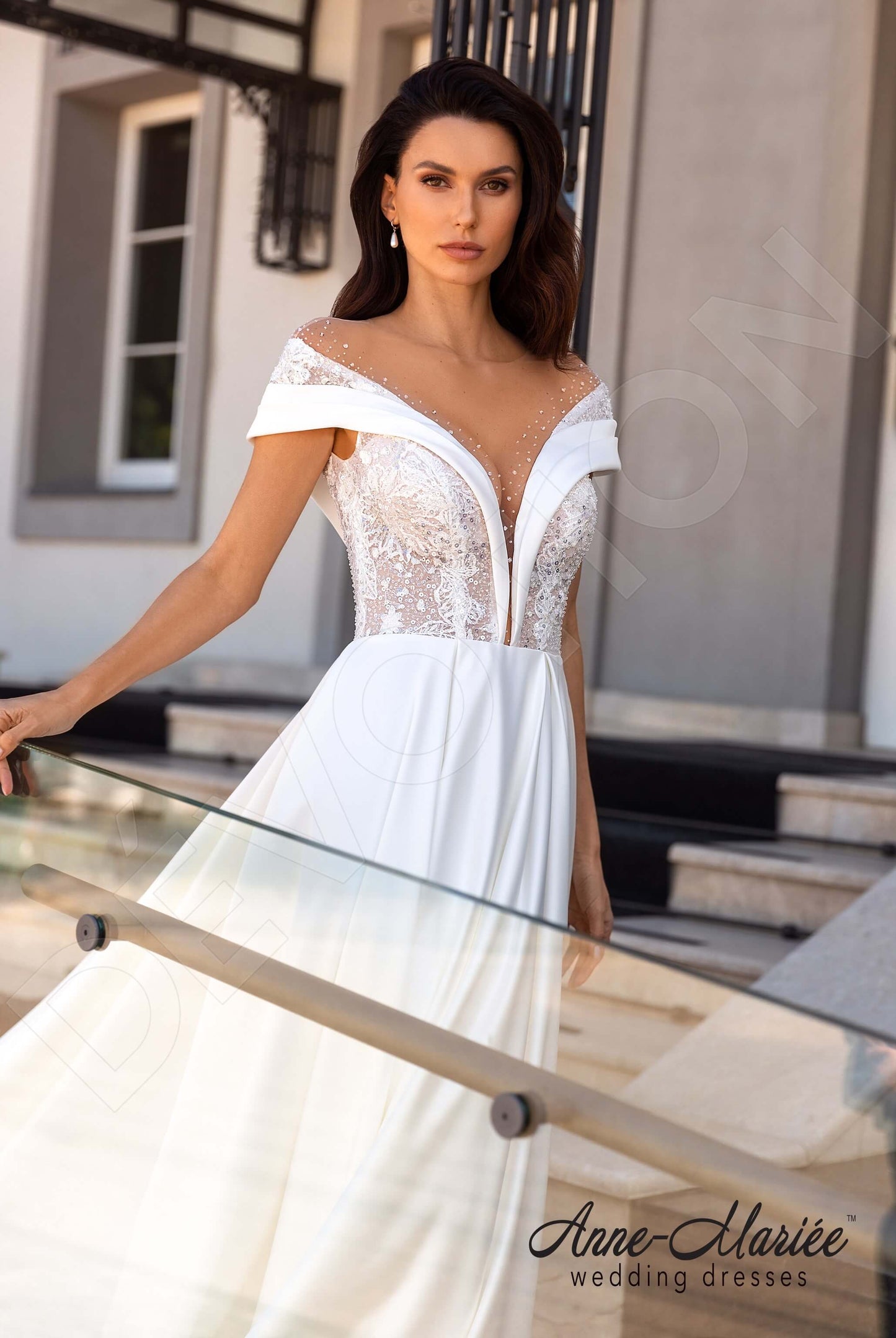 Ewet Illusion back A-line Short/ Cap sleeve Wedding Dress 2