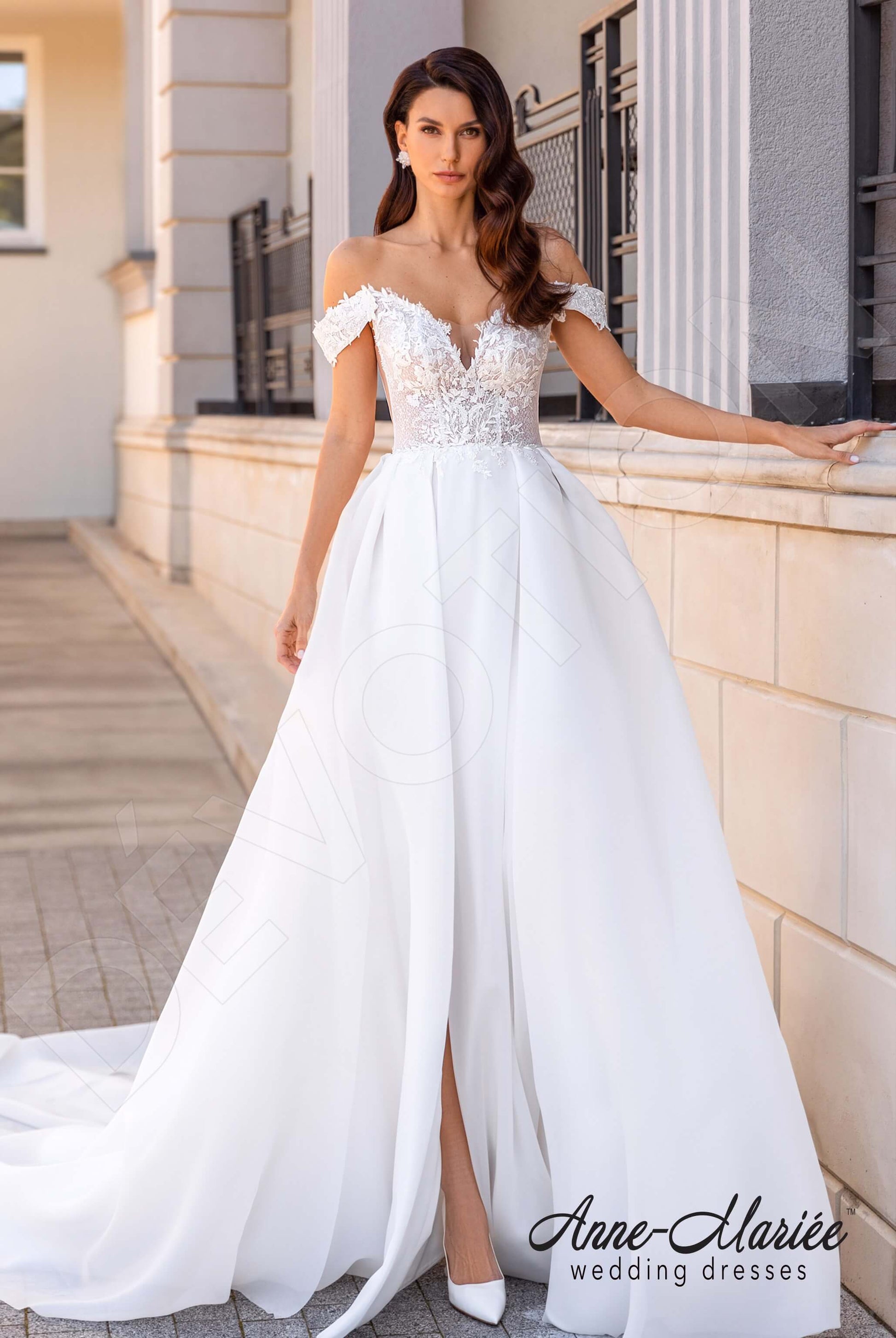 Felis A-line Off-shoulder/Drop shoulders Milk Wedding dress