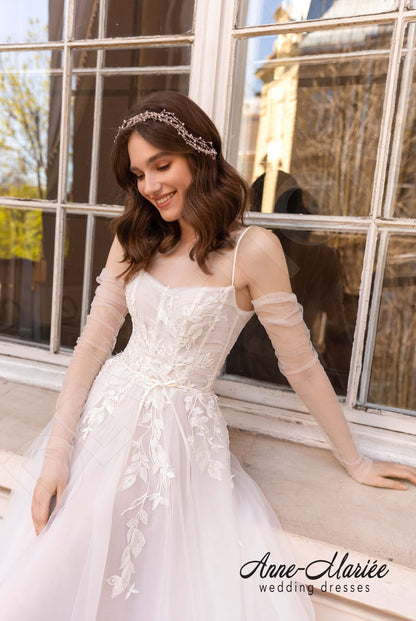 Lucile Open back A-line Detachable sleeves Wedding Dress 2