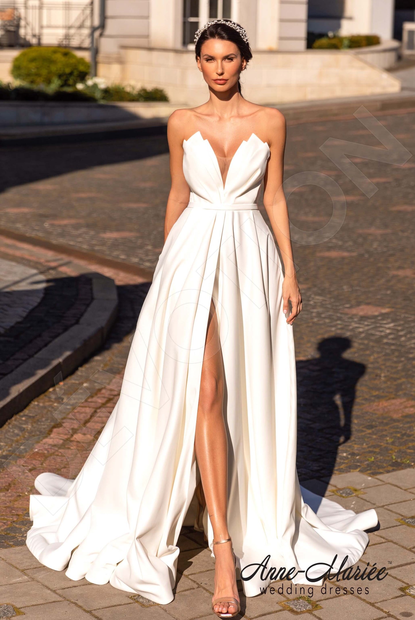 Mishel Open back A-line Strapless Wedding Dress Front
