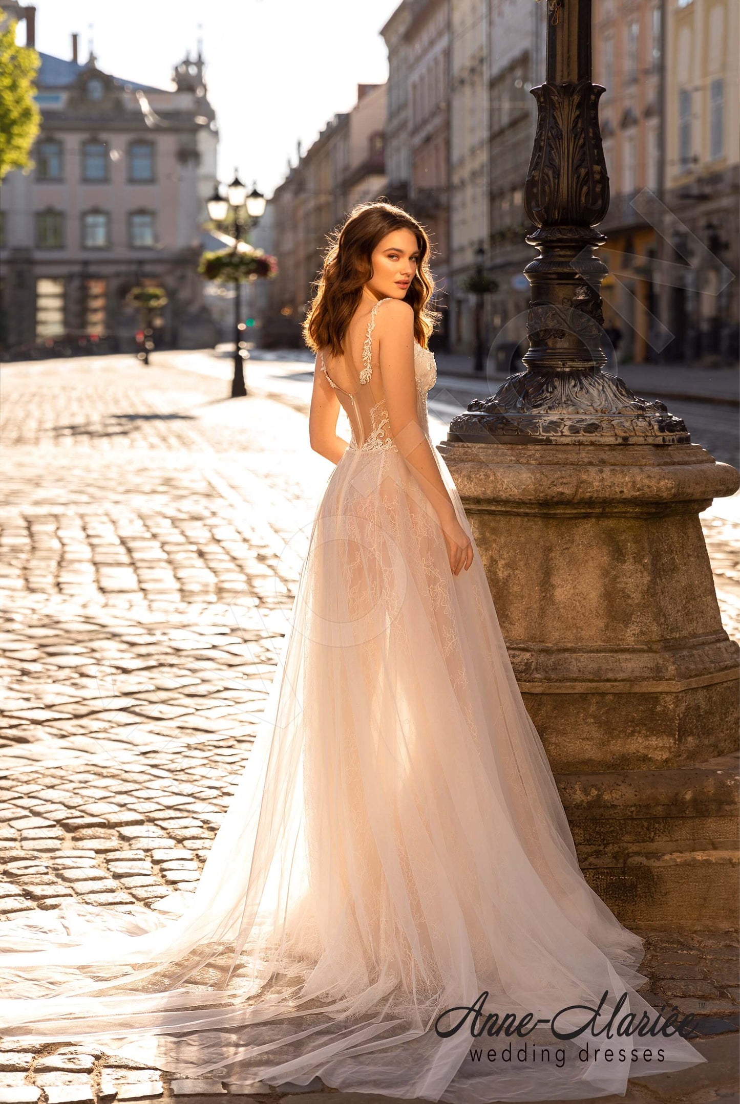 Olivy Open back A-line Straps Wedding Dress Back