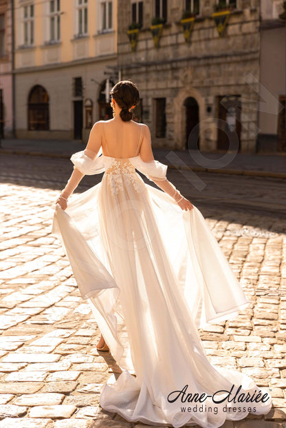 Orian Open back A-line Detachable sleeves Wedding Dress Back