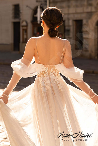 Orian Open back A-line Detachable sleeves Wedding Dress 3