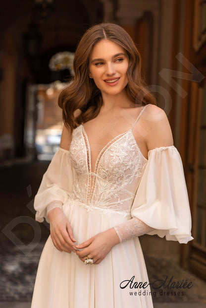 Selma Open back A-line Detachable sleeves Wedding Dress 2