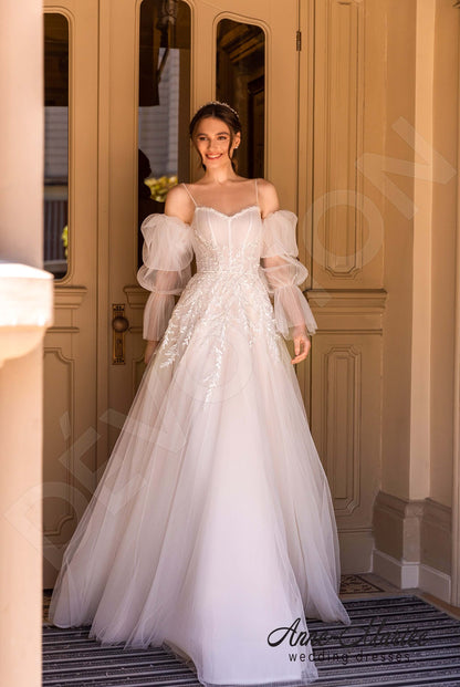 Zoera Open back A-line Detachable sleeves Wedding Dress 5