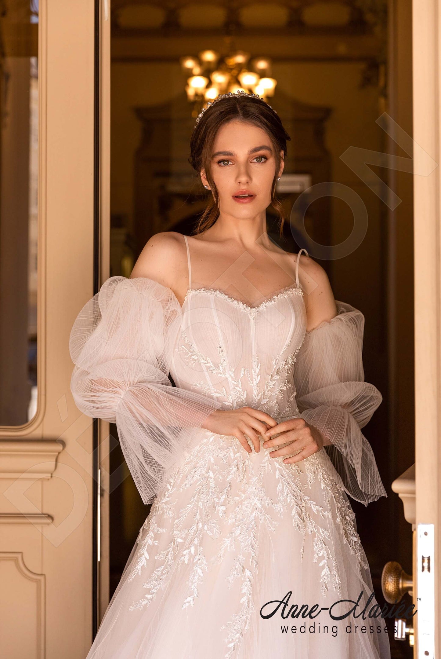 Zoera Open back A-line Detachable sleeves Wedding Dress 6
