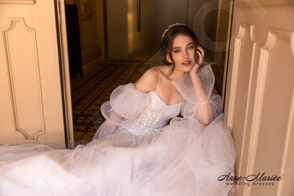Zoera Open back A-line Detachable sleeves Wedding Dress 4