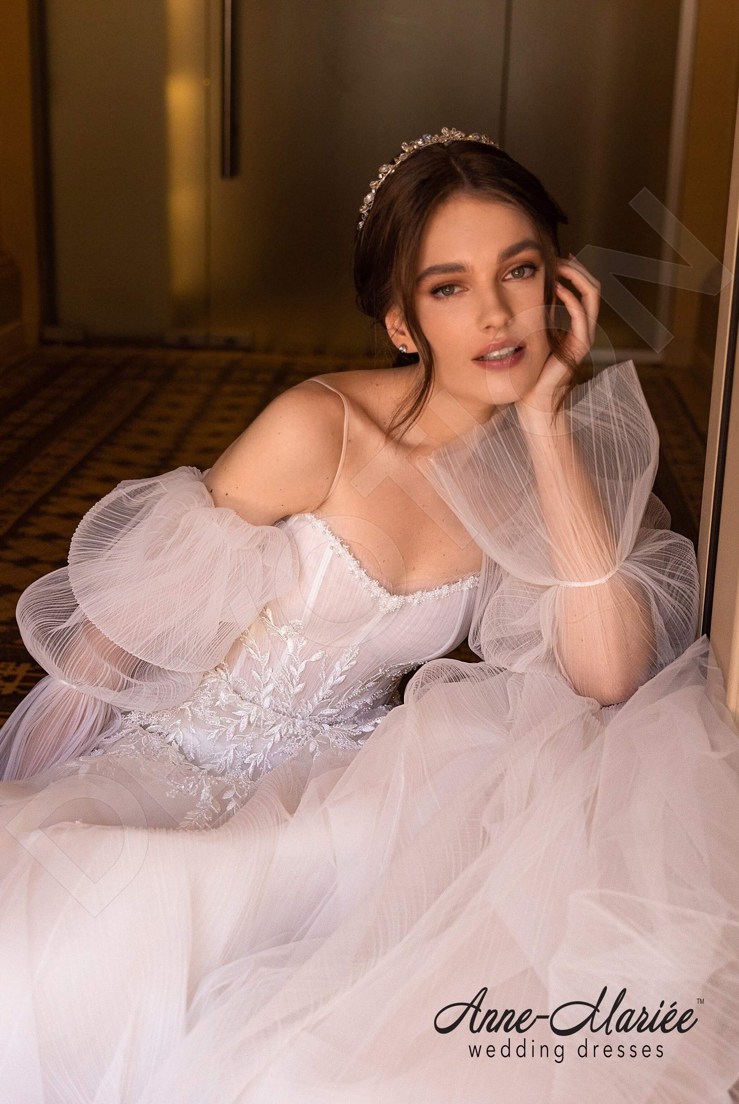 Zoera Open back A-line Detachable sleeves Wedding Dress 2