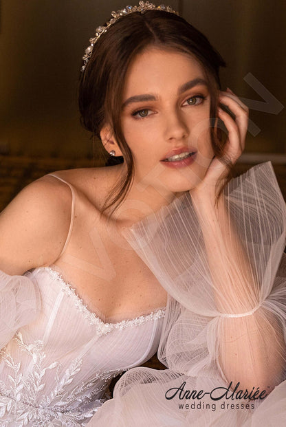 Zoera Open back A-line Detachable sleeves Wedding Dress 9
