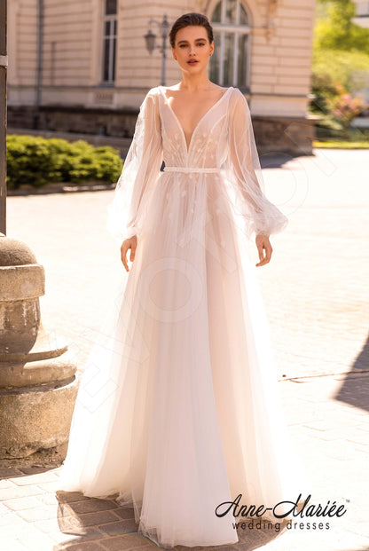 Sophie Open back A-line Long sleeve Wedding Dress Front