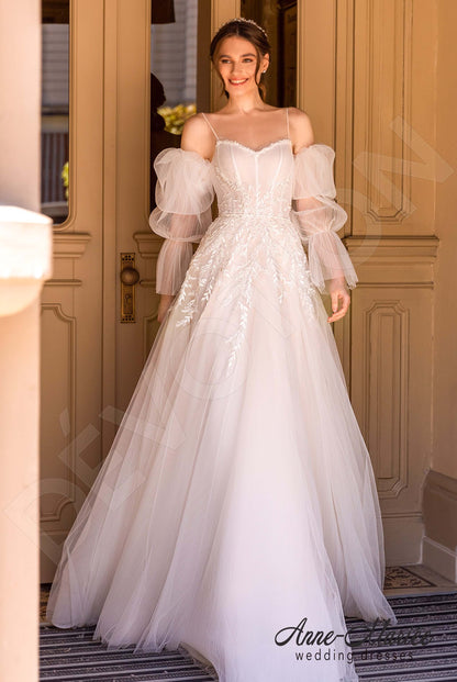 Zoera Open back A-line Detachable sleeves Wedding Dress Front